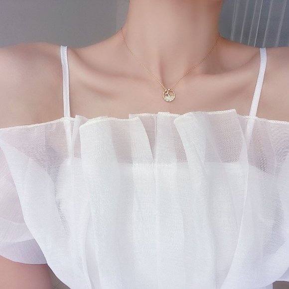 NEW 14K Gold Plated Diamond Mermaid Necklace a - Picture 3 of 11